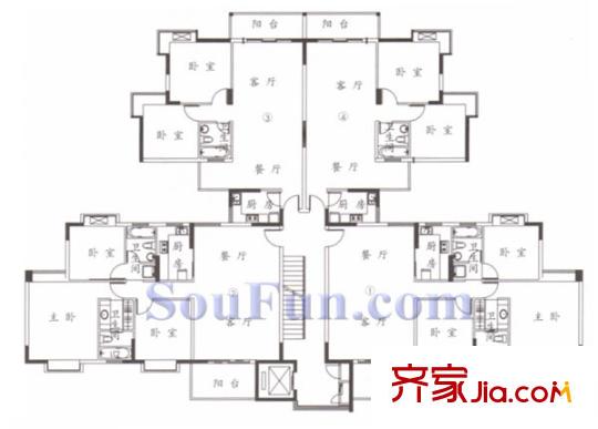 新康花园户型图3房0厅户型图 3室