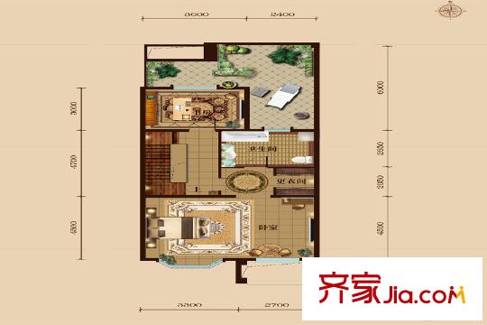 美域?yàn)懺仿?lián)排別墅標(biāo)準(zhǔn)二層戶型 4室2廳3衛(wèi)1廚