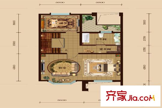 美域?yàn)懺仿?lián)排別墅標(biāo)準(zhǔn)三層戶型 4室2廳3衛(wèi)1廚