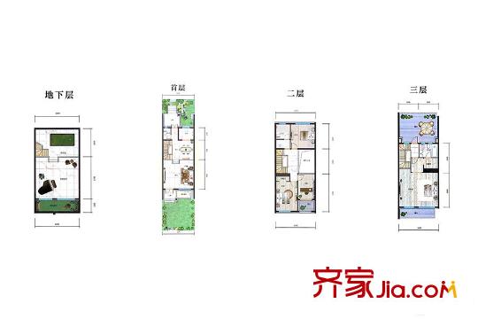 力高陽光海岸聯(lián)排別墅標(biāo)準(zhǔn)層4室戶型 4室3廳3衛(wèi)1廚