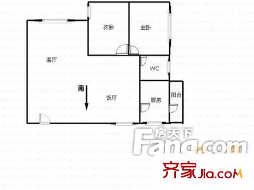 海印苑户型图2室2厅户型图 2室2厅1卫1厨