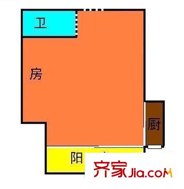爱都铭轩户型图1室0厅户型图 1室1卫1厨