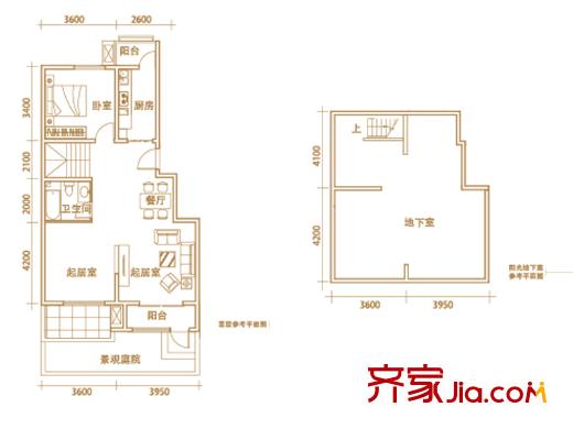 建投領(lǐng)海三期洋房標(biāo)準(zhǔn)層躍層A1戶型 2室2廳1衛(wèi)1廚