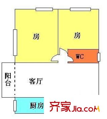 东兴小区户型图2室2厅户型图 2室2厅1卫1厨