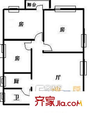 东兴小区户型图3室1厅户型图 3室1厅1卫1厨