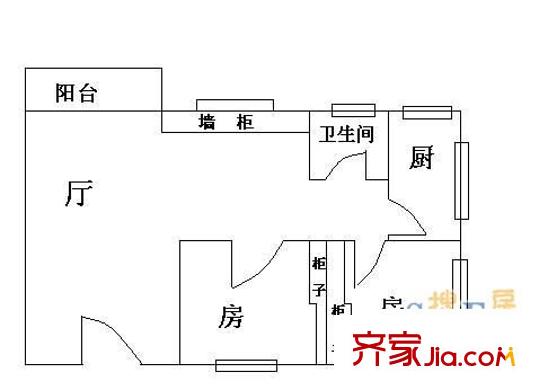 东兴小区户型图2室1厅户型图 2室1厅1卫1厨