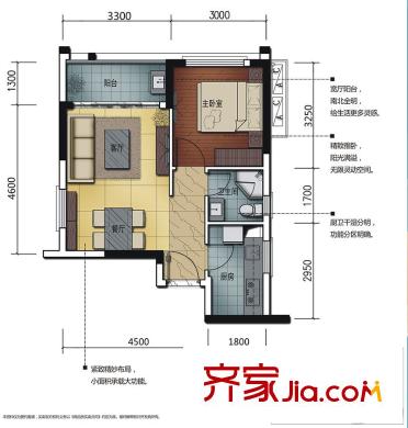 佛山华强广场4座06/5座06/6座07单位 约52-53平方米 1室2厅1卫1厨