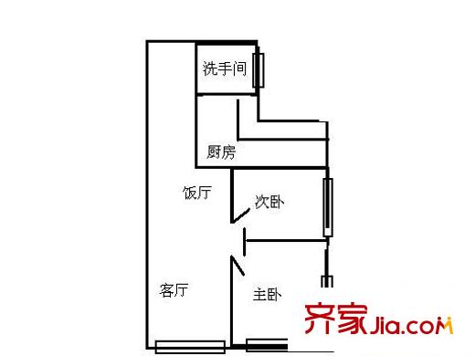 珠江新岸公寓户型图2室2厅户型图 2室2厅1卫1厨