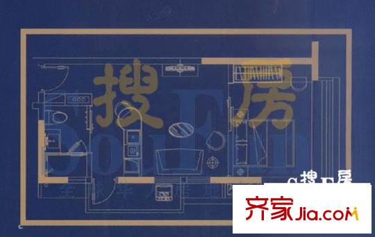 珠江新岸公寓户型图01 1室1厅