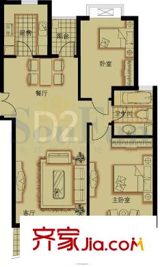 芳草轩户型图2室2厅户型图 2室2厅1卫1厨