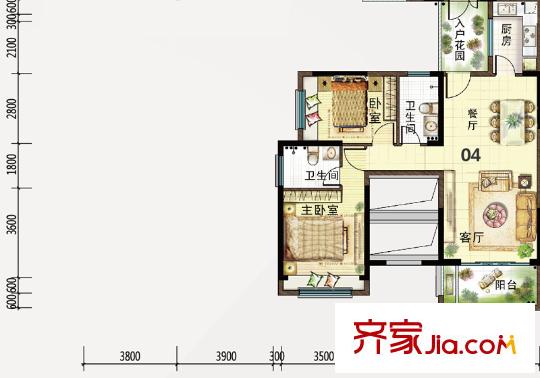 深业城45栋04单元 2室2厅2卫1厨