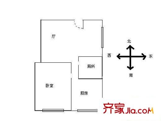 德政中路小区户型图1室1厅户型图 1室1厅1卫1厨