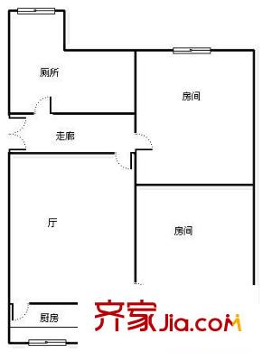 越秀东园新村户型图2室1厅户型图 2室1厅1卫1厨