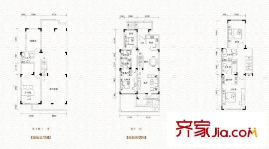 博軒疊院戶型圖一期別墅1-5號樓疊下戶型 6室3廳5衛(wèi)1廚
