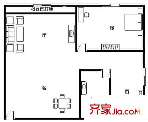 大德路小区户型图1室2厅户型图 1室2厅1卫1厨