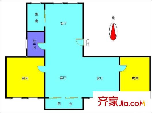 大德路小区户型图2室2厅户型图 2室2厅1卫1厨