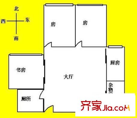 大德路小区户型图4室1厅户型图 4室1厅1卫1厨