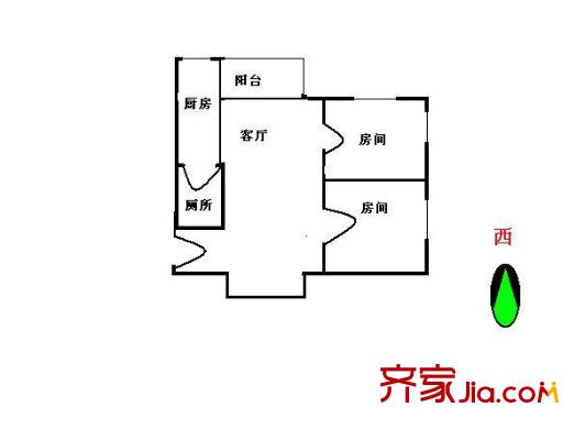 大德路小区户型图2室1厅户型图 2室1厅1卫1厨