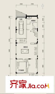 奕聰花園別墅戶型圖一期聯(lián)排別墅地下室G戶型 4室3廳4衛(wèi)1廚