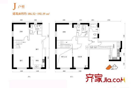 奕聰花園別墅戶型圖高層標準層J戶型 3室2廳3衛(wèi)1廚