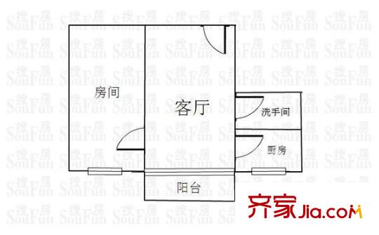 天文苑户型图1室1厅户型图 1室1厅1卫1厨