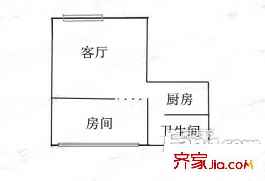 越华路小区户型图1室1厅户型图 1室1厅1卫1厨