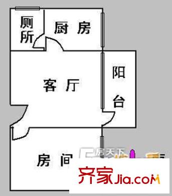 应元路小区户型图1室1厅户型图 1室1厅1卫1厨