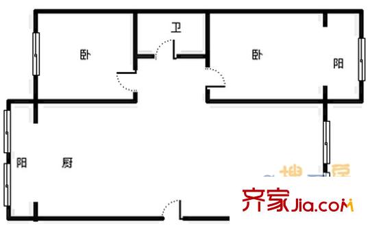 臨潼西里戶型圖 戶型圖 2室2廳1衛(wèi)1廚