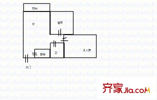 碧桂园凤凰城凤仪苑户型图2室1厅户型图 2室1厅1卫1厨