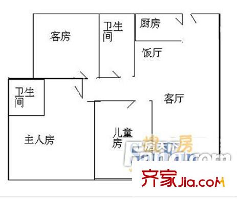 碧桂园凤凰城凤仪苑户型图3室2厅户型图 3室2厅2卫1厨