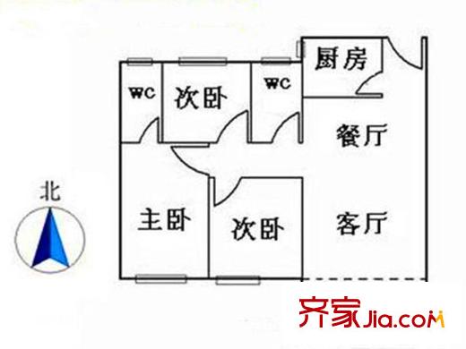 碧桂园凤凰城凤仪苑户型图3室2厅 户型图