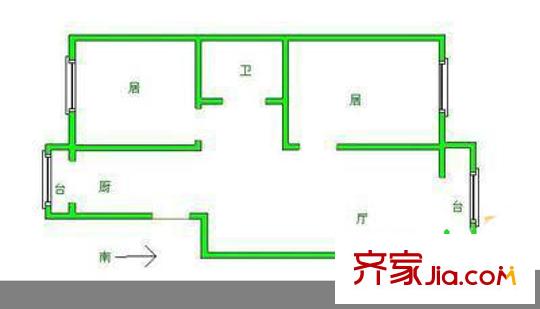 雅宣園戶型圖戶型圖 2室1廳1衛(wèi)1廚