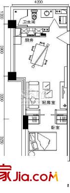 時代大廈戶型圖1號樓標(biāo)準(zhǔn)層g戶型 1室2廳1衛(wèi)