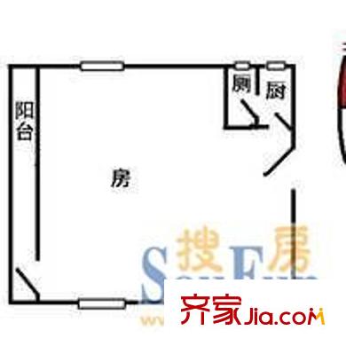 朝天路大院户型图1室 户型图 1室1厅1卫1厨