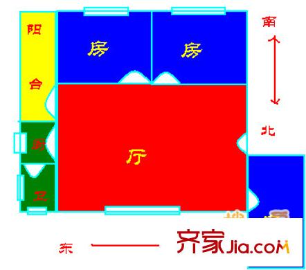 朝天路大院户型图3室1厅户型图 3室1厅1卫1厨