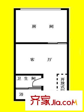 惠福西路大院户型图1室1厅户型图 1室1厅1卫1厨