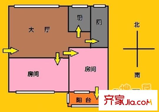 朝天路大院户型图2室1厅户型图 2室1厅1卫1厨