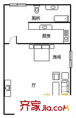 金羊花园户型图1室 户型图 1室1卫1厨