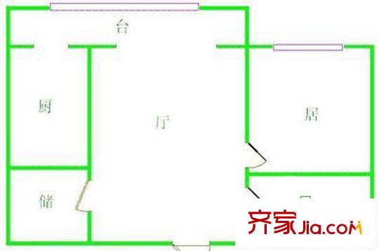 堤?hào)|里戶型圖戶型圖 2室1廳1衛(wèi)1廚