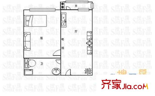 陽城里戶型圖戶型圖 1室1廳1衛(wèi)1廚