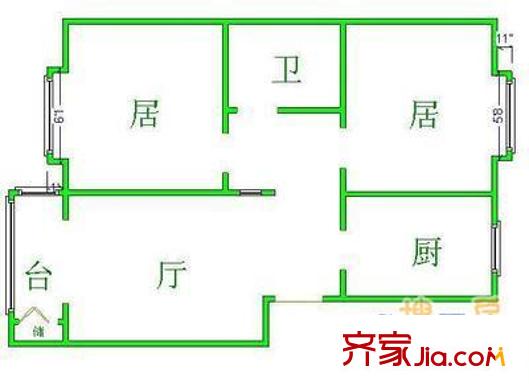 寧福里戶型圖 戶型圖 2室1廳1衛(wèi)1廚