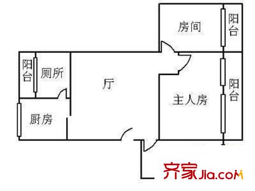 小北路大院户型图3室1厅户型图 3室1厅1卫1厨