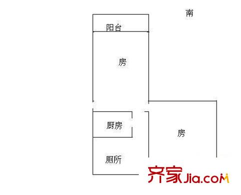 福今路小区户型图2室1厅户型图 2室1厅1卫1厨