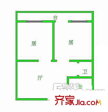 廣澤名軒戶型圖戶型圖 2室1廳1衛(wèi)1廚