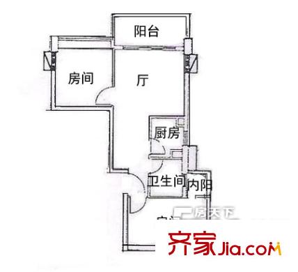 天力居户型图2室1厅户型图 2室1厅1卫1厨