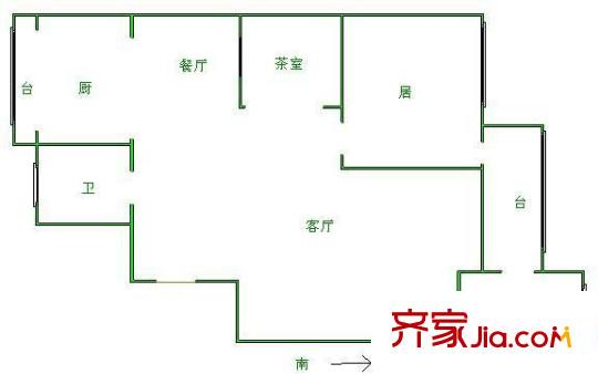 紫桂苑戶型圖戶型圖 3室2廳2衛(wèi)1廚