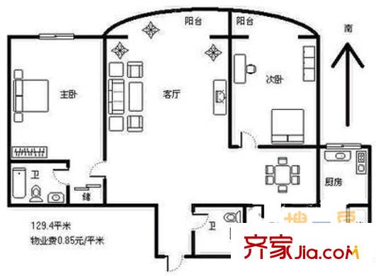 紫桂苑戶型圖戶型圖 4室2廳2衛(wèi)1廚