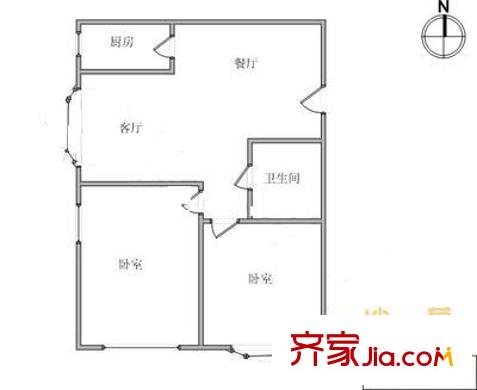 龍濱園戶型圖戶型圖 2室1廳1衛(wèi)1廚