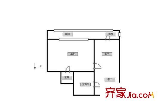 擁軍里 1室 戶型圖