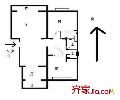 博雅軒戶型圖戶型圖 2室1廳1衛(wèi)1廚